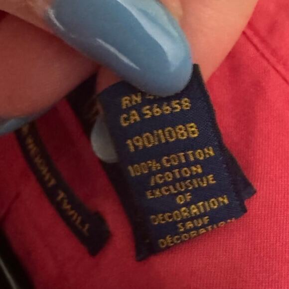 Ralph Lauren Logo Shirt Button Down Long Sleeve Cotton Twill Red Blue Size XXL - Picture 12 of 14